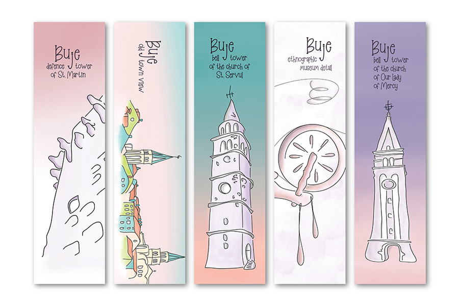dees illustrated bookmarks for the ethnographic museum Buje