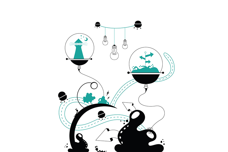 dees illustration of the authors vision of an imaginary world