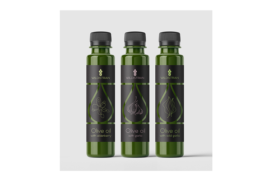 dees olive oil label illustration and design for the brand Wildistrian