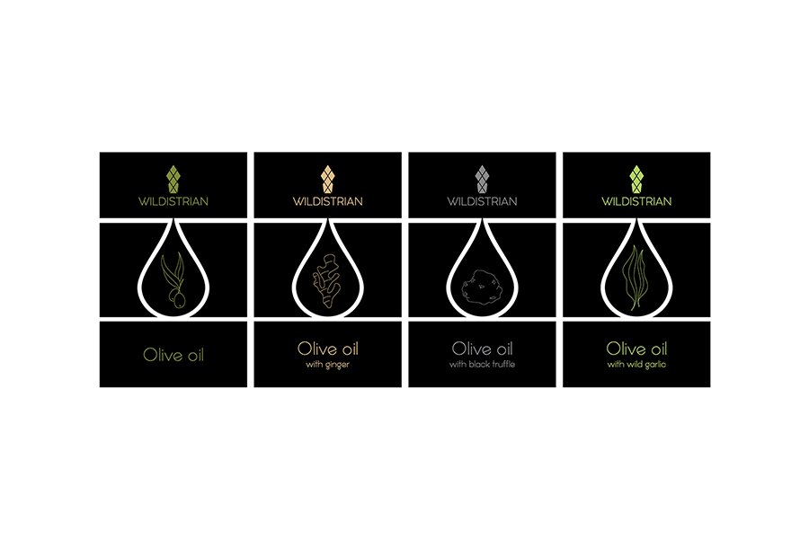 dees olive oil label illustration and design for the brand Wildistrian